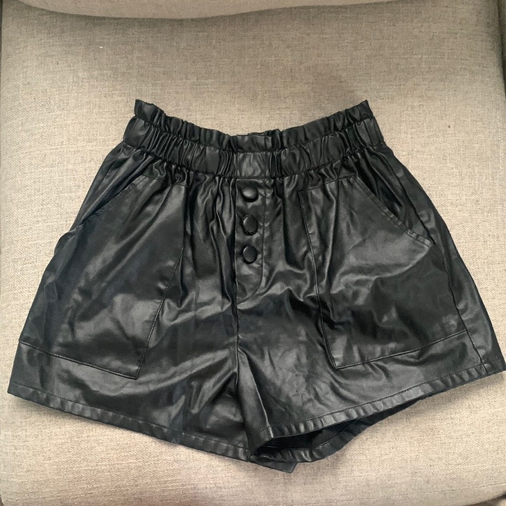 Faux leather high waist shorts